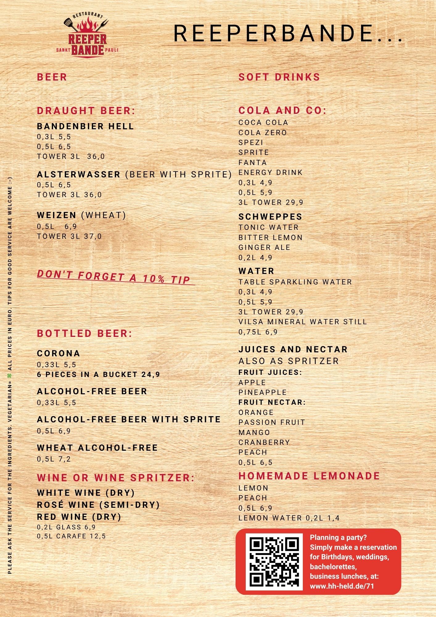 Reeperbande Food Menu 1